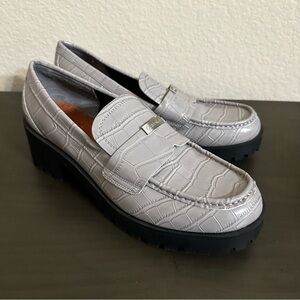 Calvin Klein Loafers Gray Faux Crocodile Embossed Shoes Penny Classic Preppy